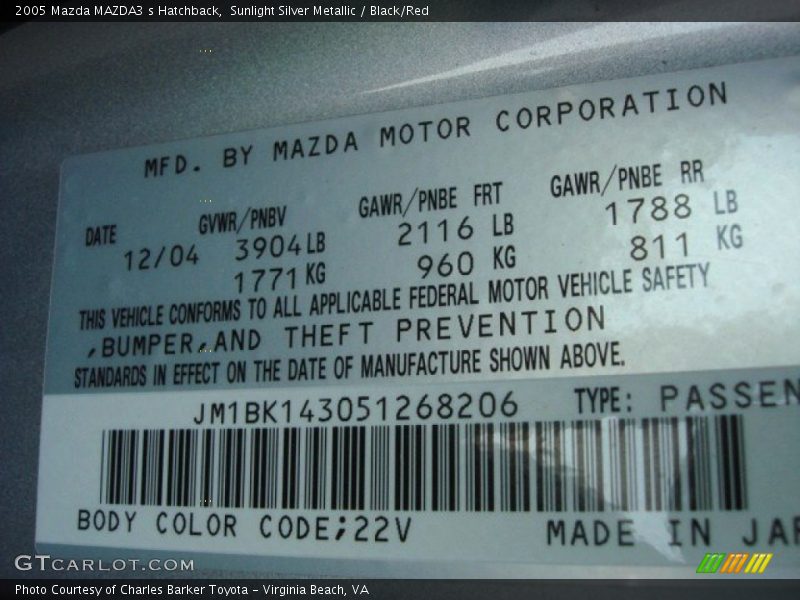 Sunlight Silver Metallic / Black/Red 2005 Mazda MAZDA3 s Hatchback