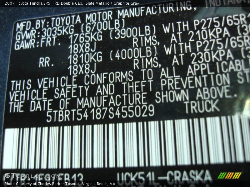 Slate Metallic / Graphite Gray 2007 Toyota Tundra SR5 TRD Double Cab