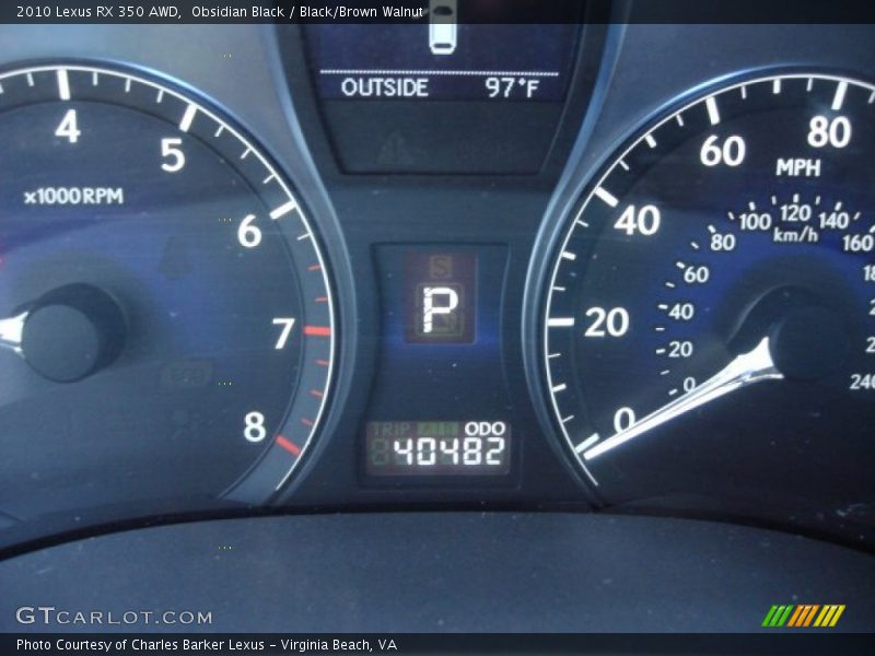 Obsidian Black / Black/Brown Walnut 2010 Lexus RX 350 AWD