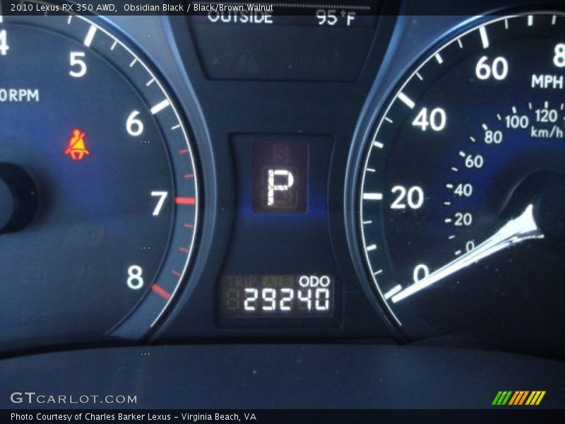 Obsidian Black / Black/Brown Walnut 2010 Lexus RX 350 AWD