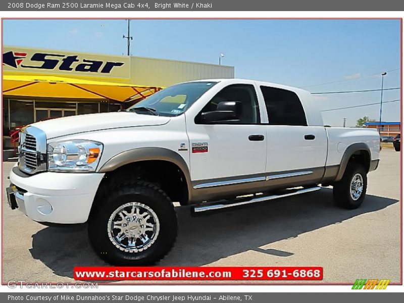Bright White / Khaki 2008 Dodge Ram 2500 Laramie Mega Cab 4x4
