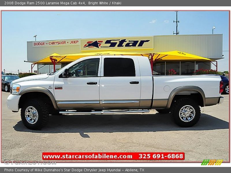Bright White / Khaki 2008 Dodge Ram 2500 Laramie Mega Cab 4x4