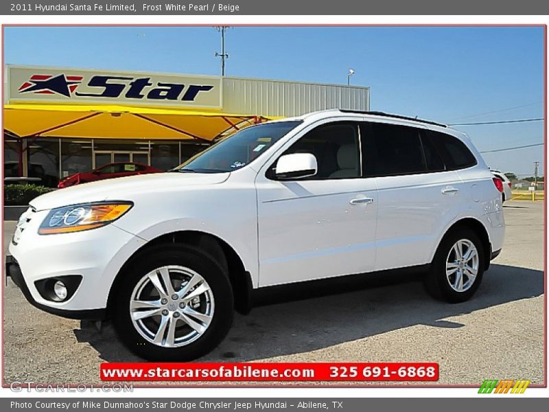 Frost White Pearl / Beige 2011 Hyundai Santa Fe Limited