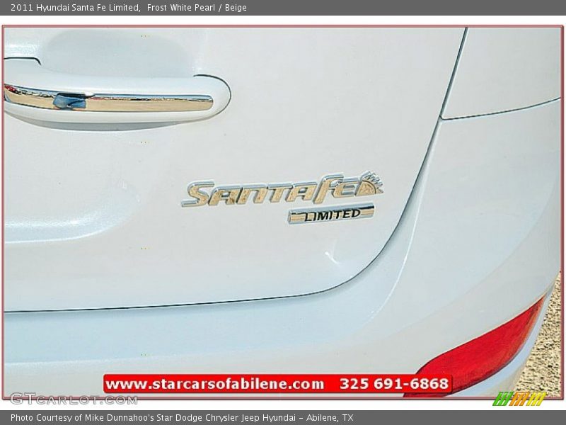 Frost White Pearl / Beige 2011 Hyundai Santa Fe Limited