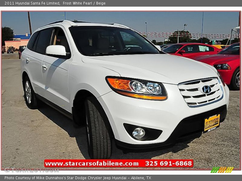 Frost White Pearl / Beige 2011 Hyundai Santa Fe Limited
