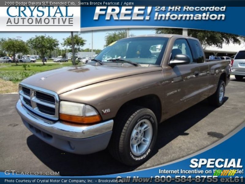 Sierra Bronze Pearlcoat / Agate 2000 Dodge Dakota SLT Extended Cab