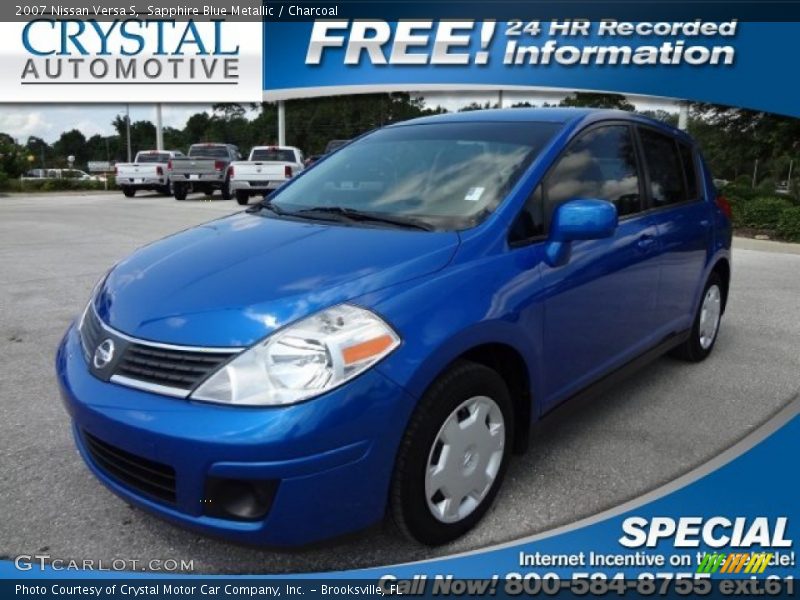 Sapphire Blue Metallic / Charcoal 2007 Nissan Versa S