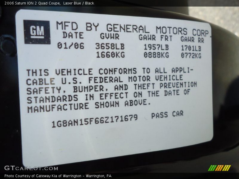 Laser Blue / Black 2006 Saturn ION 2 Quad Coupe