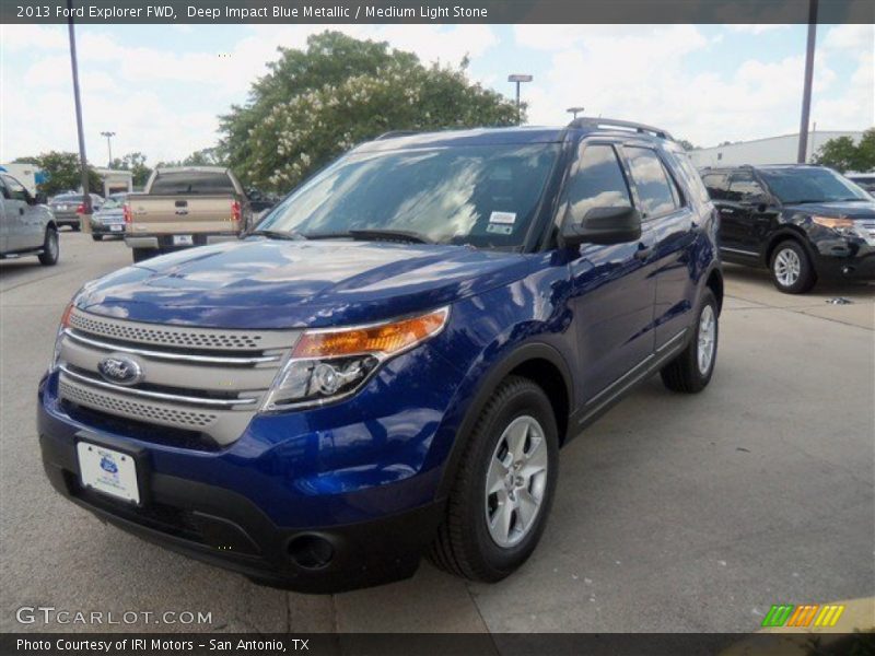 Deep Impact Blue Metallic / Medium Light Stone 2013 Ford Explorer FWD