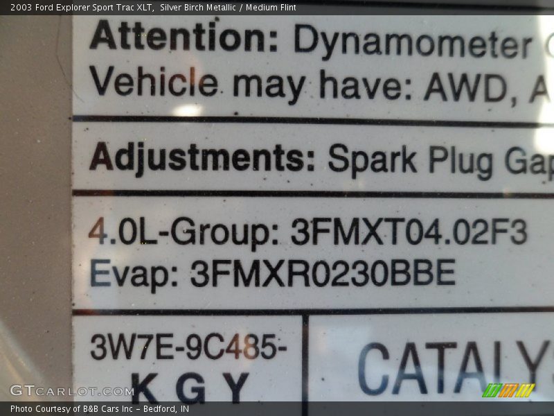 Silver Birch Metallic / Medium Flint 2003 Ford Explorer Sport Trac XLT