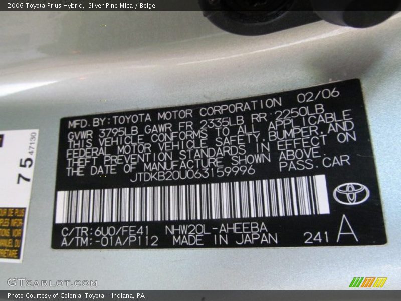 Silver Pine Mica / Beige 2006 Toyota Prius Hybrid