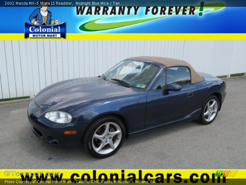 Midnight Blue Mica / Tan 2002 Mazda MX-5 Miata LS Roadster