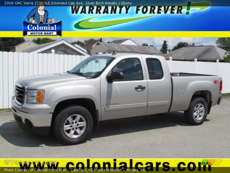 Silver Birch Metallic / Ebony 2009 GMC Sierra 1500 SLE Extended Cab 4x4