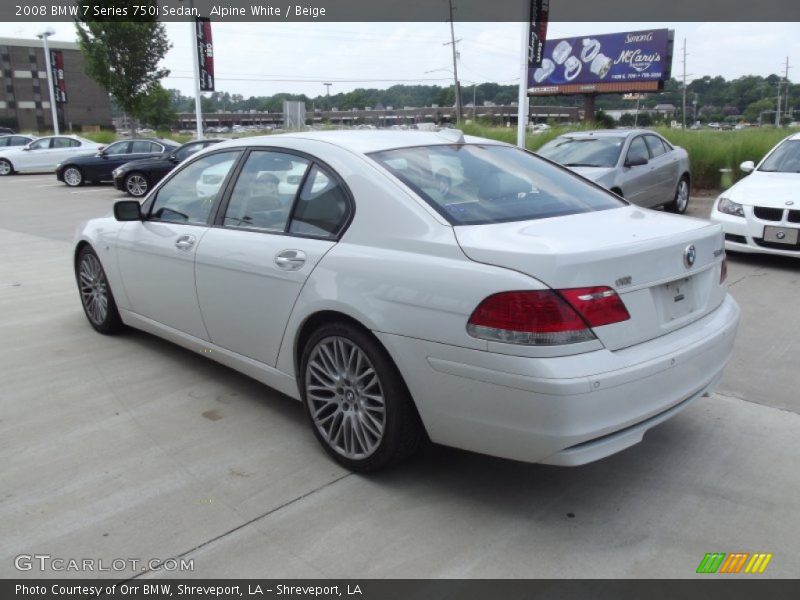 Alpine White / Beige 2008 BMW 7 Series 750i Sedan