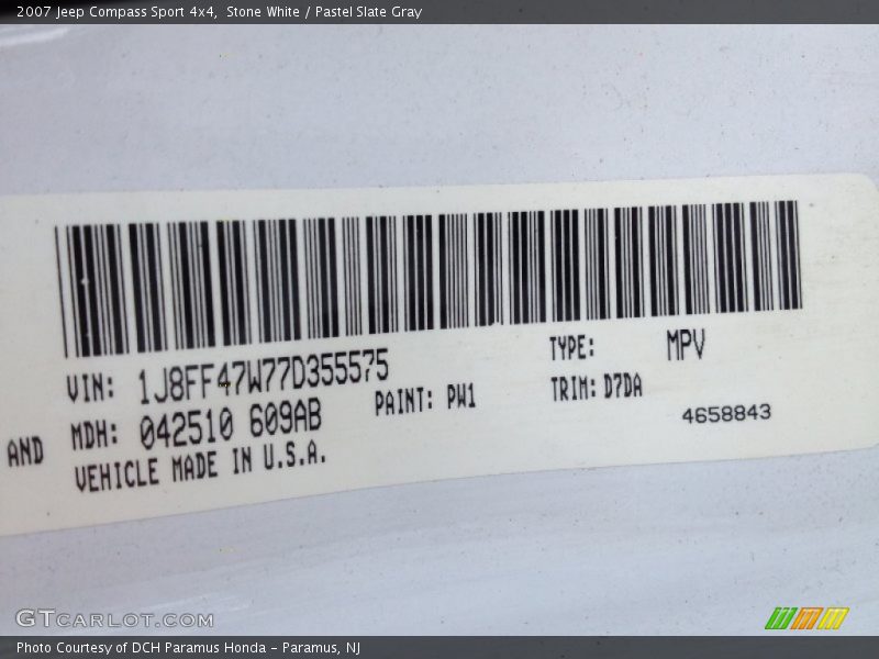 Stone White / Pastel Slate Gray 2007 Jeep Compass Sport 4x4