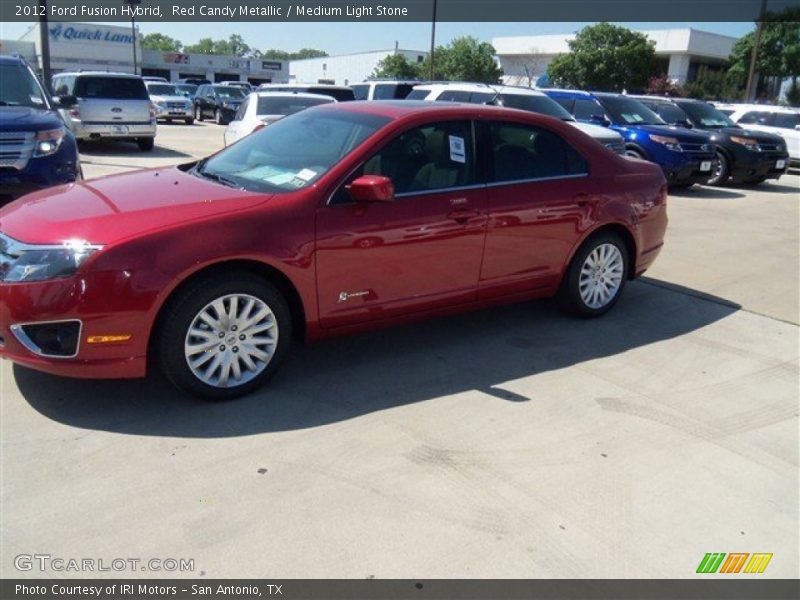 Red Candy Metallic / Medium Light Stone 2012 Ford Fusion Hybrid