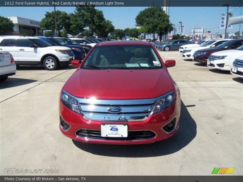 Red Candy Metallic / Medium Light Stone 2012 Ford Fusion Hybrid