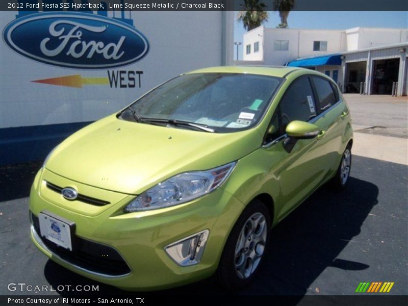Lime Squeeze Metallic / Charcoal Black 2012 Ford Fiesta SES Hatchback