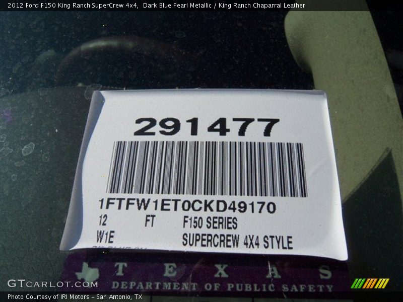 Dark Blue Pearl Metallic / King Ranch Chaparral Leather 2012 Ford F150 King Ranch SuperCrew 4x4