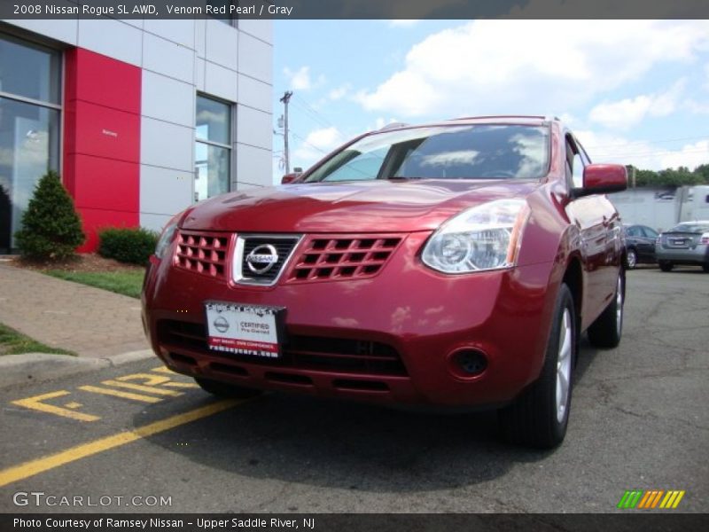 Venom Red Pearl / Gray 2008 Nissan Rogue SL AWD