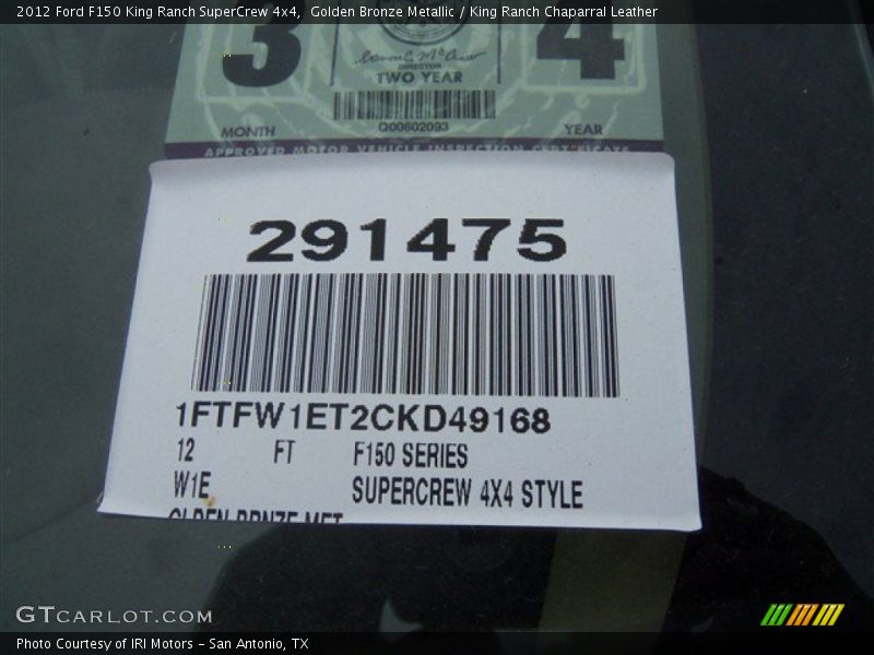 Golden Bronze Metallic / King Ranch Chaparral Leather 2012 Ford F150 King Ranch SuperCrew 4x4