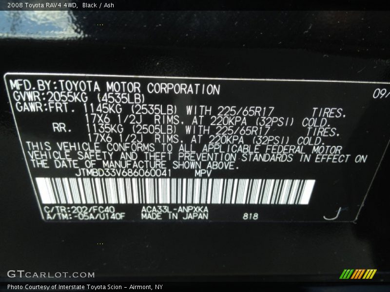 Black / Ash 2008 Toyota RAV4 4WD