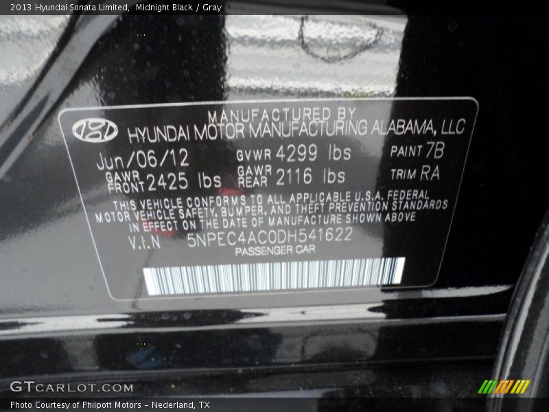 Midnight Black / Gray 2013 Hyundai Sonata Limited