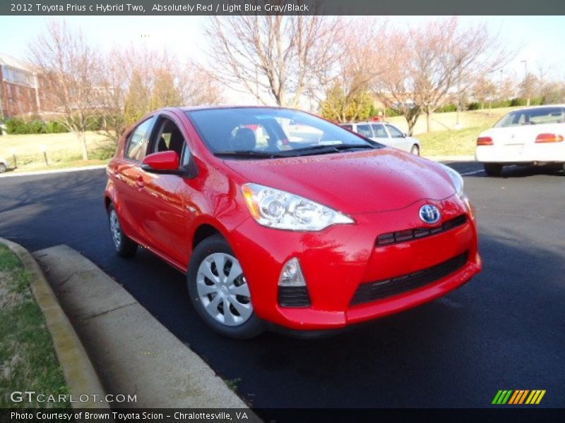 Absolutely Red / Light Blue Gray/Black 2012 Toyota Prius c Hybrid Two