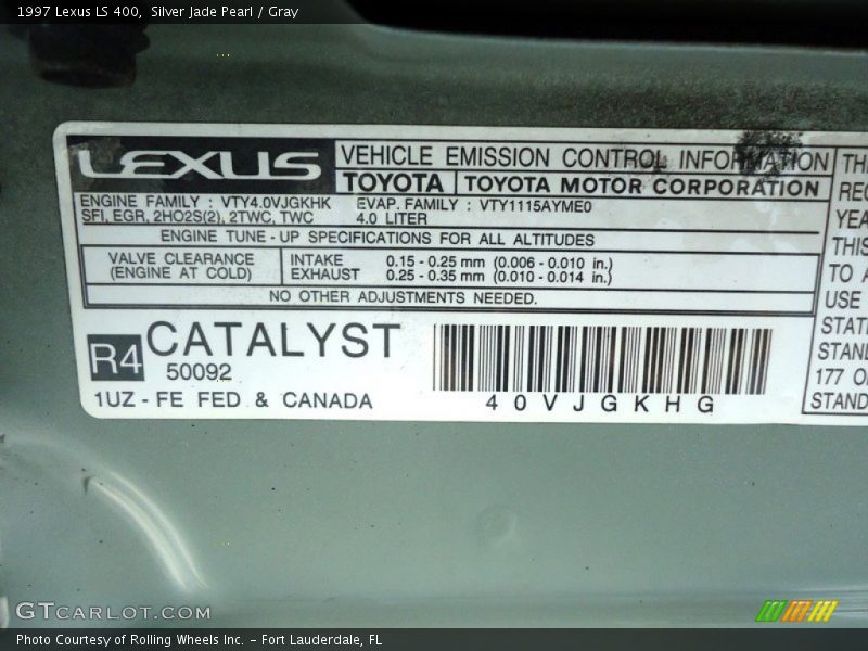 Info Tag of 1997 LS 400