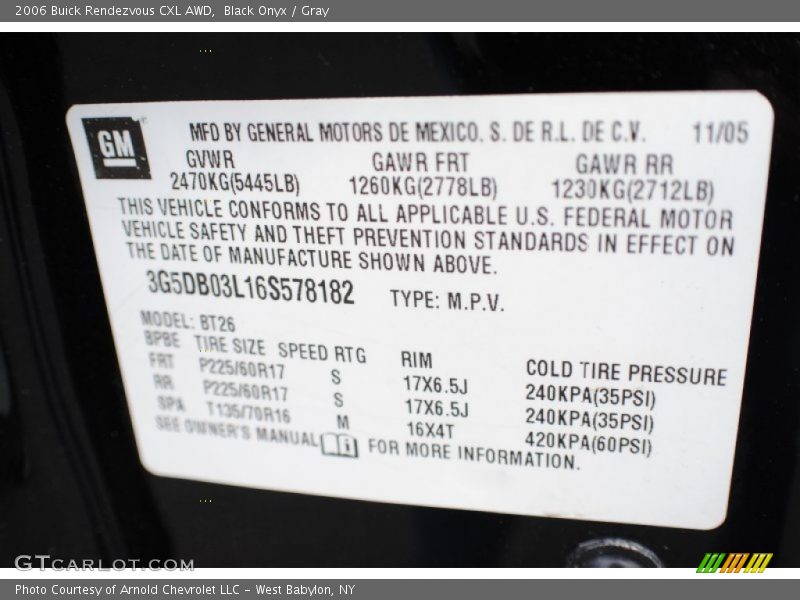 Black Onyx / Gray 2006 Buick Rendezvous CXL AWD