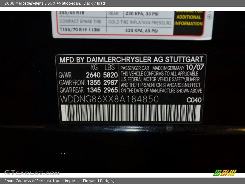 Black / Black 2008 Mercedes-Benz S 550 4Matic Sedan