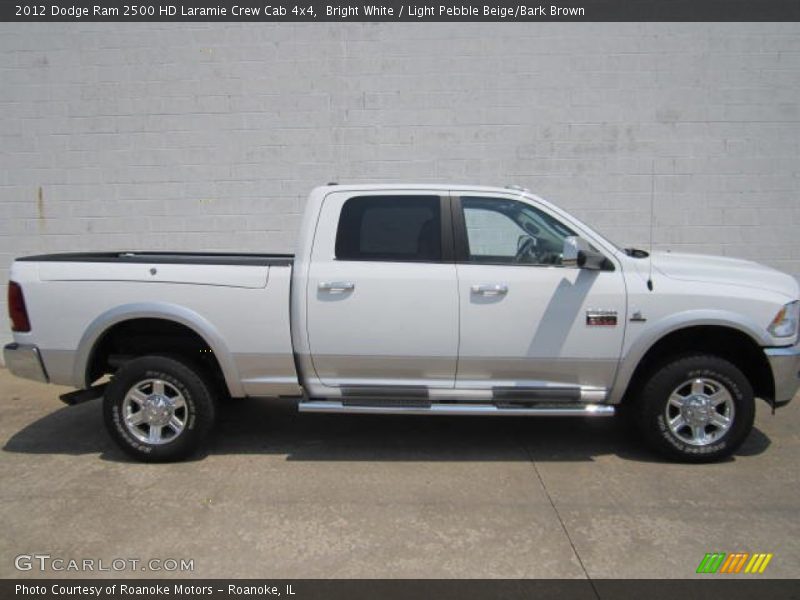 Bright White / Light Pebble Beige/Bark Brown 2012 Dodge Ram 2500 HD Laramie Crew Cab 4x4