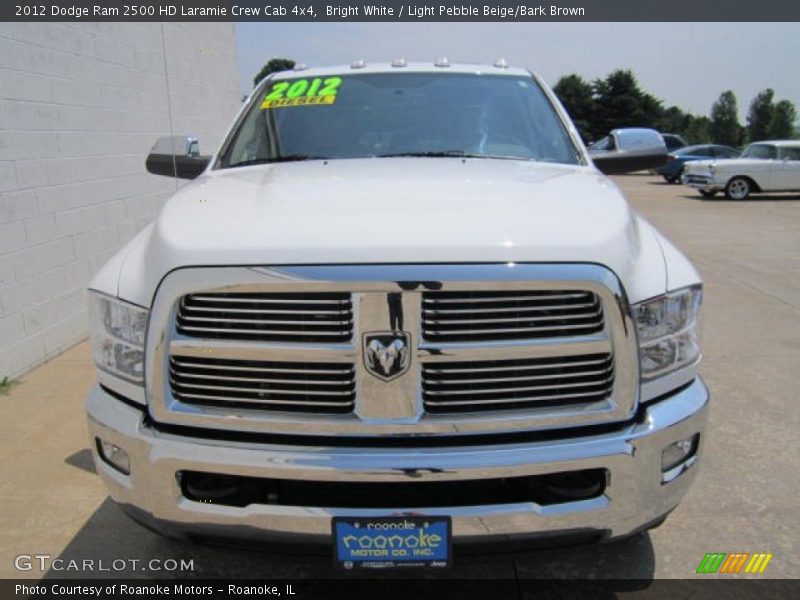 Bright White / Light Pebble Beige/Bark Brown 2012 Dodge Ram 2500 HD Laramie Crew Cab 4x4