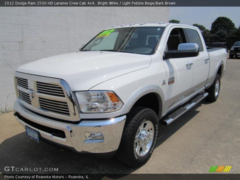 Bright White / Light Pebble Beige/Bark Brown 2012 Dodge Ram 2500 HD Laramie Crew Cab 4x4