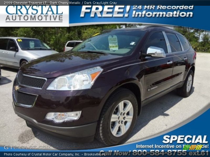 Dark Cherry Metallic / Dark Gray/Light Gray 2009 Chevrolet Traverse LT