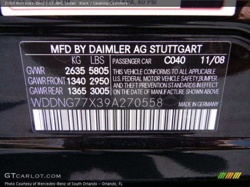 Black / Savanna/Cashmere 2009 Mercedes-Benz S 63 AMG Sedan