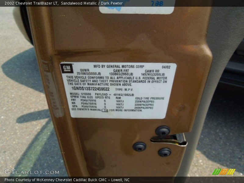 Sandalwood Metallic / Dark Pewter 2002 Chevrolet TrailBlazer LT