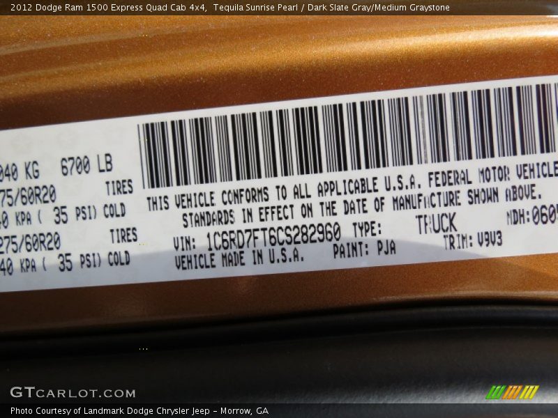 Tequila Sunrise Pearl / Dark Slate Gray/Medium Graystone 2012 Dodge Ram 1500 Express Quad Cab 4x4