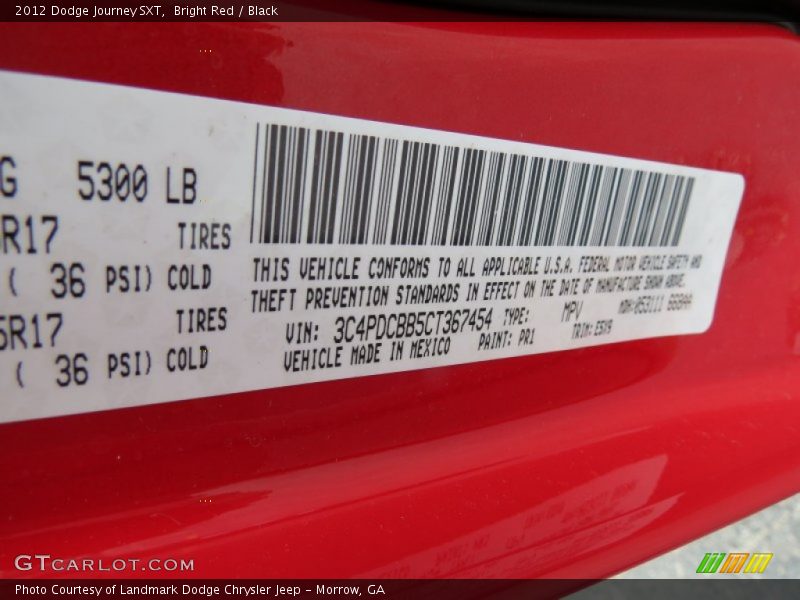 Bright Red / Black 2012 Dodge Journey SXT