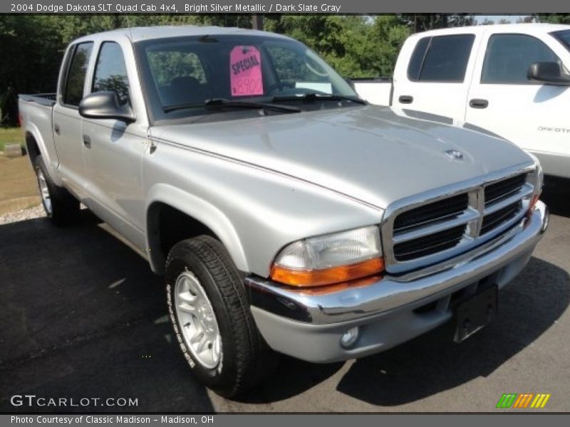 Bright Silver Metallic / Dark Slate Gray 2004 Dodge Dakota SLT Quad Cab 4x4