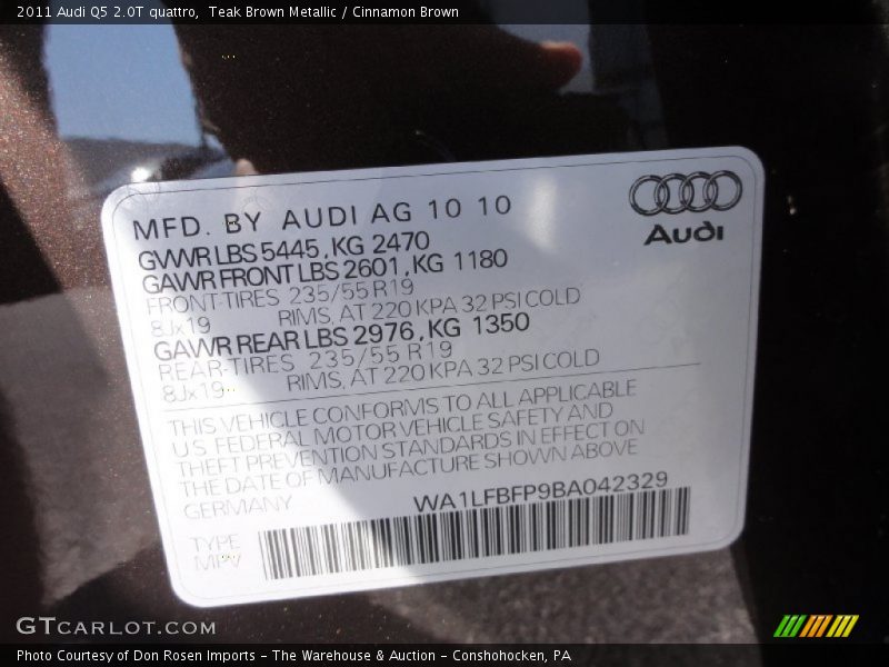 Teak Brown Metallic / Cinnamon Brown 2011 Audi Q5 2.0T quattro