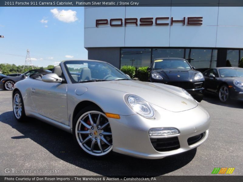 Platinum Silver Metallic / Stone Grey 2011 Porsche 911 Carrera S Cabriolet