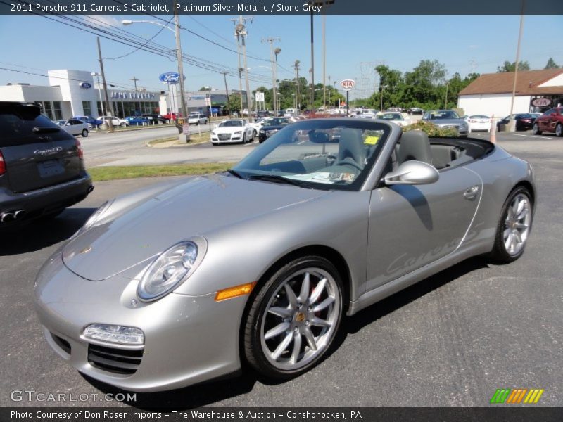Platinum Silver Metallic / Stone Grey 2011 Porsche 911 Carrera S Cabriolet