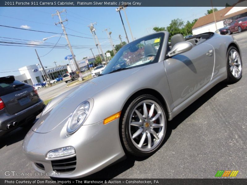 Platinum Silver Metallic / Stone Grey 2011 Porsche 911 Carrera S Cabriolet