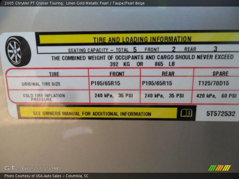 Linen Gold Metallic Pearl / Taupe/Pearl Beige 2005 Chrysler PT Cruiser Touring