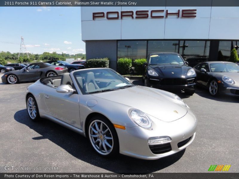 Platinum Silver Metallic / Stone Grey 2011 Porsche 911 Carrera S Cabriolet