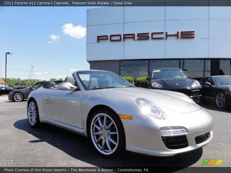 Platinum Silver Metallic / Stone Grey 2011 Porsche 911 Carrera S Cabriolet