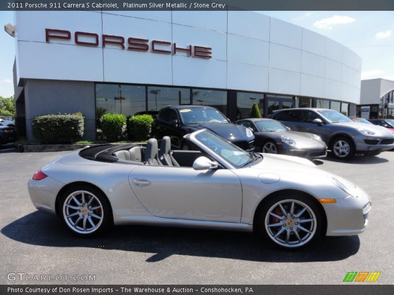Platinum Silver Metallic / Stone Grey 2011 Porsche 911 Carrera S Cabriolet