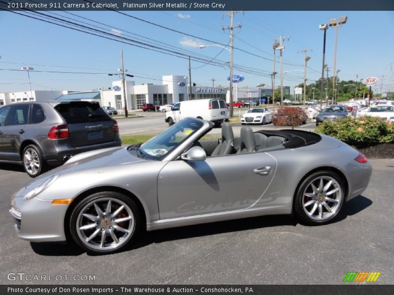 Platinum Silver Metallic / Stone Grey 2011 Porsche 911 Carrera S Cabriolet