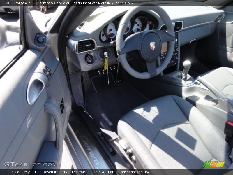 Platinum Silver Metallic / Stone Grey 2011 Porsche 911 Carrera S Cabriolet